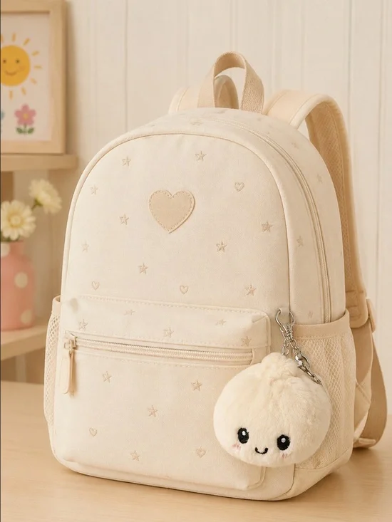 NWT Girls‎ Plush Ivory Dumpling Bag Charm Keychain Embroidered Face Viral