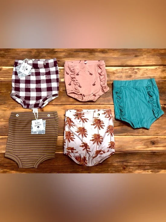 Kids High-Waist Bloomers in Dusty Rose and Teal - Cute Ruffle Swim/Underwear