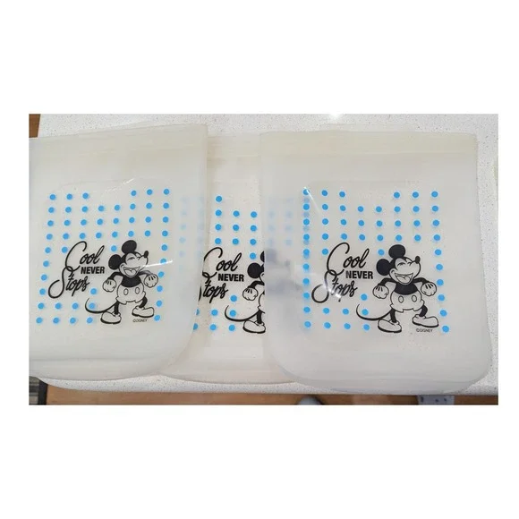 Pyrex Reusable Silicone Bags‎ Clear Mickey Mouse Polka Dot 6-Piece Set