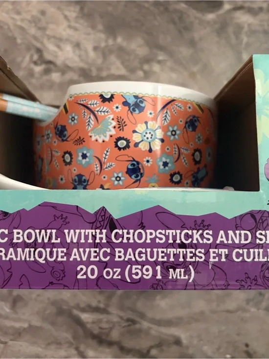 Floral‎ Orange Ceramic Bowl with Blue Accents