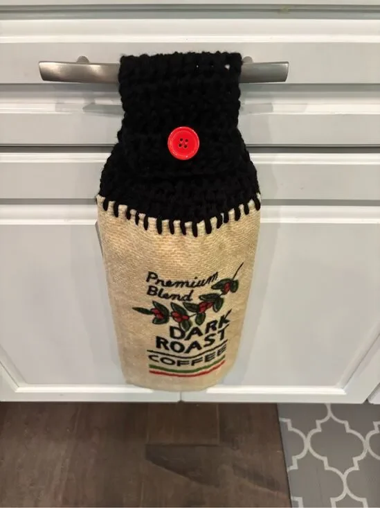 Crochet Top Kitchen Towel- Premium Coffee