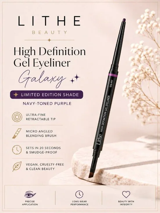 Lithe Beauty High Definition Gel Eyeliner Galaxy Navy Purple Dual Ended