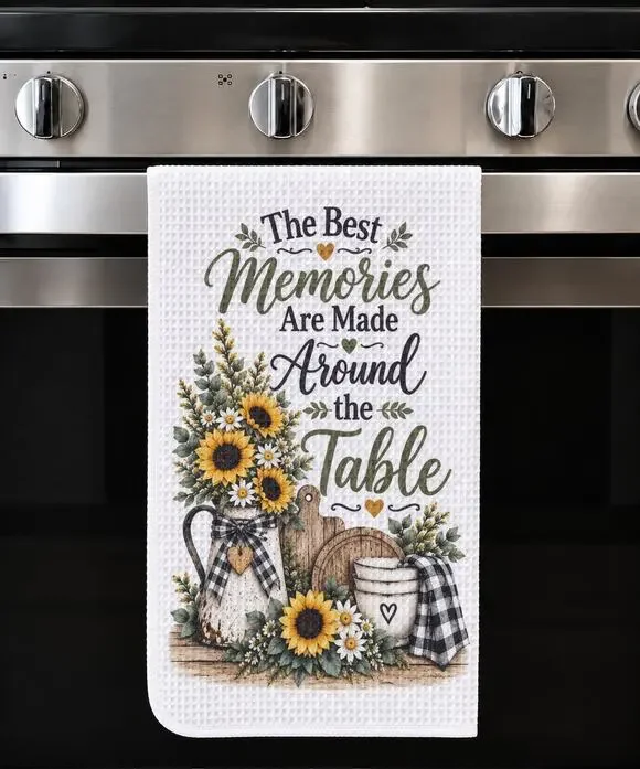 The Best Memories Are Made Around the Table Sunflower Kitchen Towel