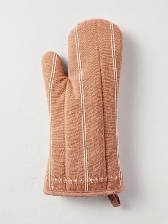 Hearth & Hand Fall Striped Pumpkin Brown Hue Oven Mitt Pot Holder NEW W/ TAGS