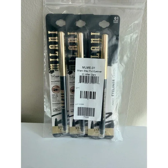 Milani Stay Put Eyeliner 3 Pack‎ 0.01oz 01 After Dark Black Waterproof NWT