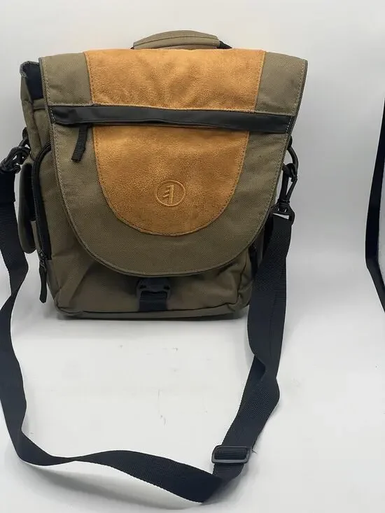 Tamrac Camera Shoulder Bag Messenger Olive Green Khaki Canvas Suede Vintage