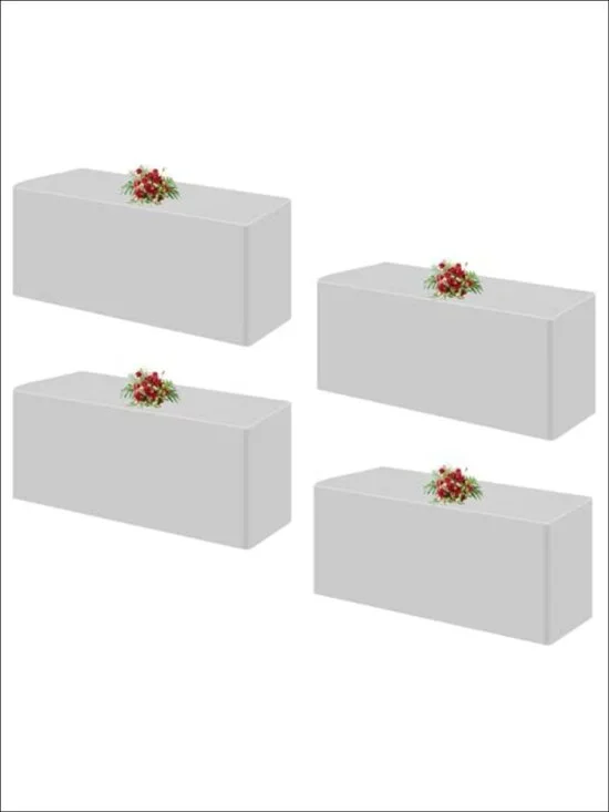 4 Pack Fitted Table Covers 72x30 Inch Polyester Rectangle Tablecloths for