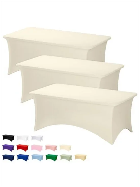 3 Pack 6FT Spandex Fitted Tablecloth Rectangle Table Cover Stretch