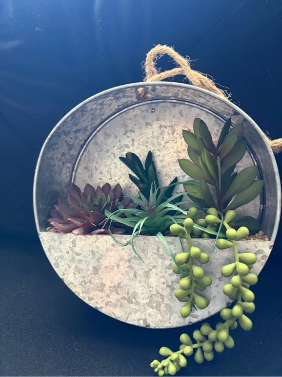 Hanging Planter with Faux Succulents