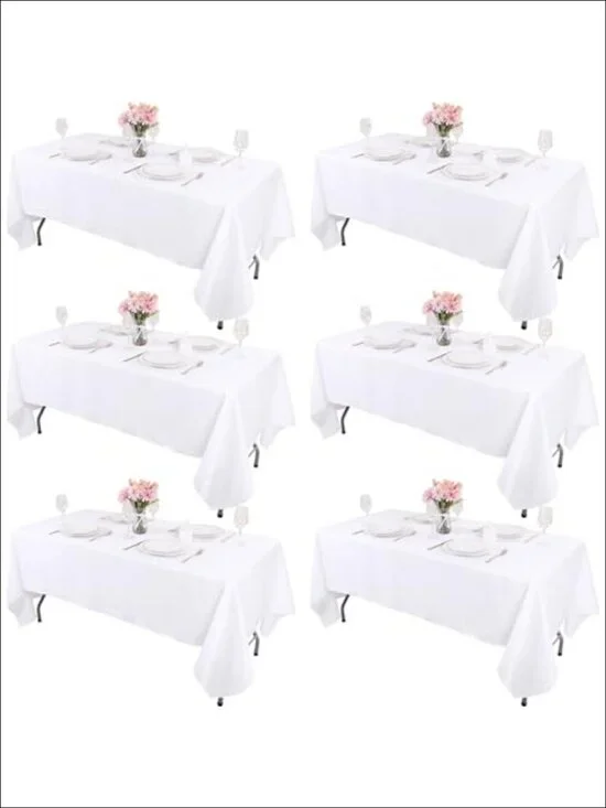 6 Pack Polyester Tablecloths 60x102 Rectangular Washable Wrinkle Resistant