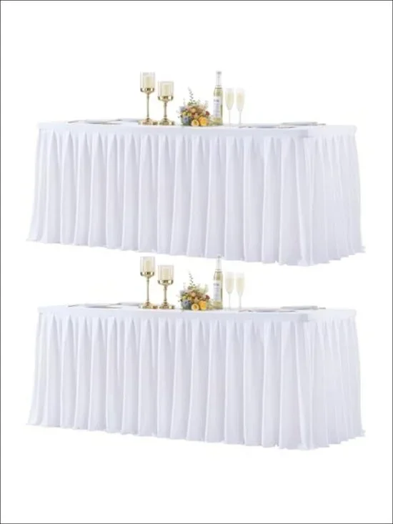 2 Pack Stretch Spandex Fitted Tablecloth 6 FT Rectangle Wrinkle Free Table Cover