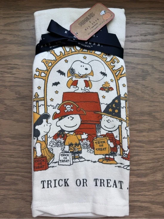 Rae Dunn x Peanuts Halloween “Trick or Treat” Set of Two Kitchen Towels