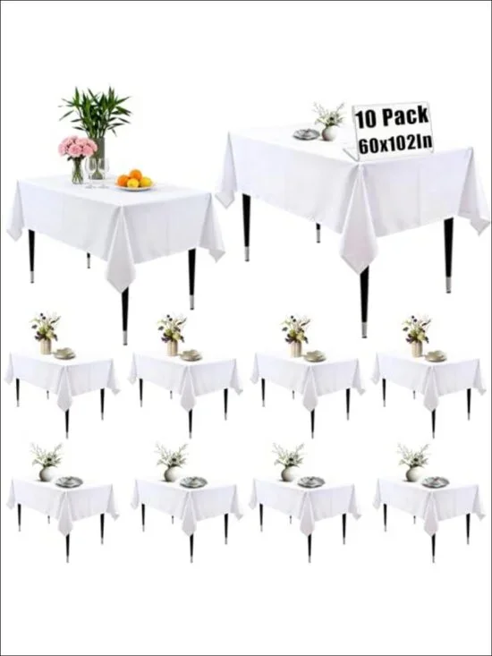 10 Pack 60x102In Rectangle Polyester Table Cloths Stain Resistant