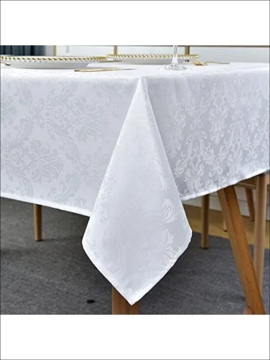Jacquard Tablecloth 60x120 Inch Damask Rectangle Waterproof Dining Table Cover
