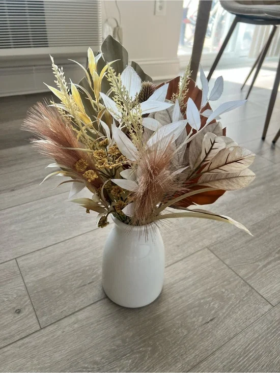 Dried Pampas and Floral Boho Arrangement in Vase Decorative Accent New with Tags
