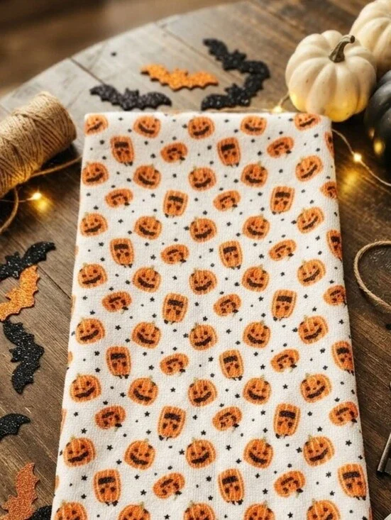 Hyde and Eek Boutique Halloween Pumpkin Hand Towel