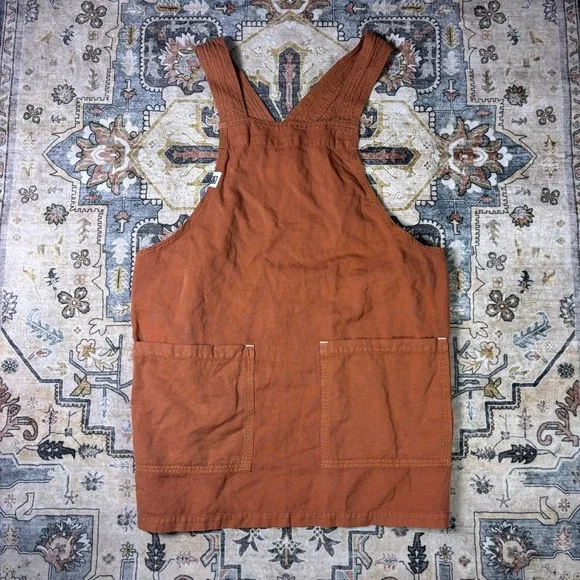 Hedley & Bennett Crossback Apron Rust Orange Cotton Linen Blend Pockets Kitchen