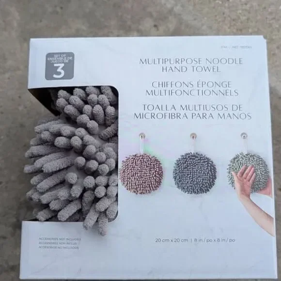 🆕 BRAND NEW Multipurpose Chenille Noodle Hand Towels (3-Pack)