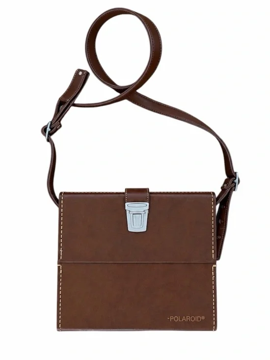Vintage Polaroid Brown Hard Camera Carrying Case Adjustable Strap Collectible