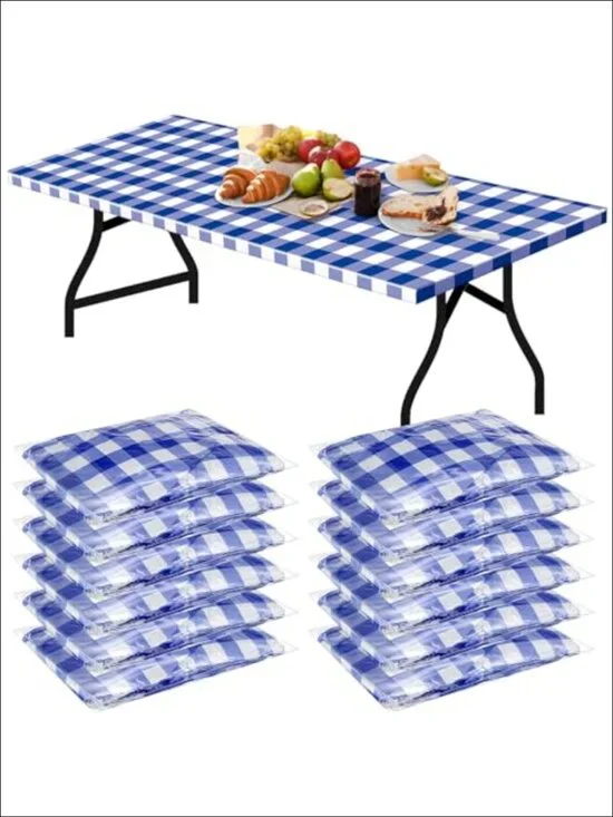 Plastic Elastic Picnic Table Cover 72 x 30 Inch Fitted Tablecloth