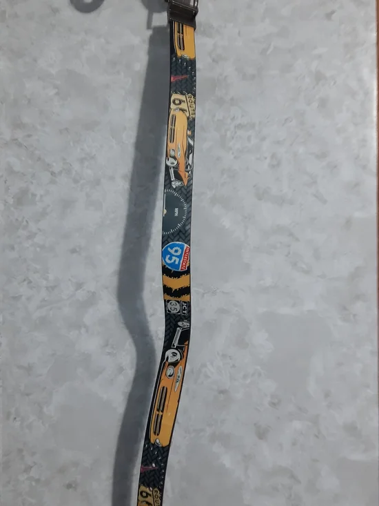 Cherokee Black Strap with Yellow Racing Car Motifs