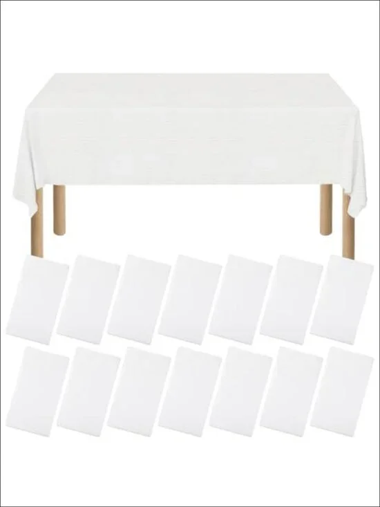 15 Pack Disposable Paper Tablecloths 3 Ply Plastic Backing 55x108 Rectangle