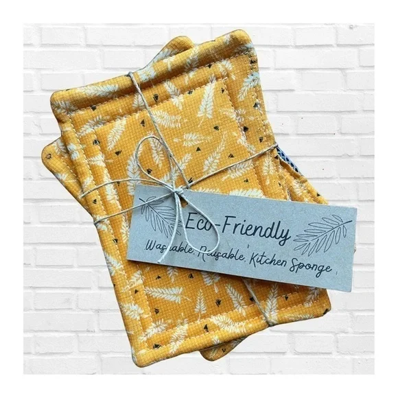 Eco Friendly Floral Kitchen Sponges Scouring Pad 100% Cotton Cottagecore Decor