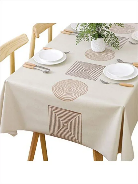 Heavy Duty PVC Waterproof Rectangular Tablecloth Wipeable Dining Table Cover