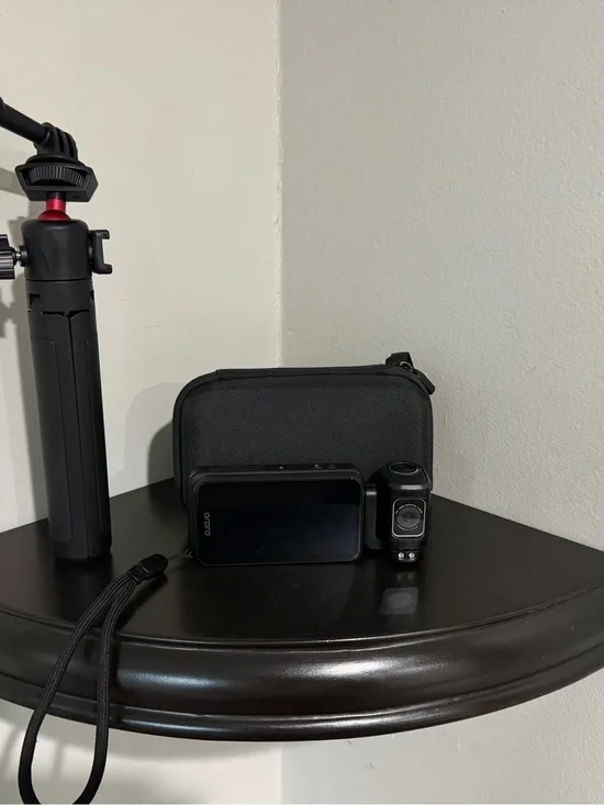 Black Action Camera with Carry Case and Monitor