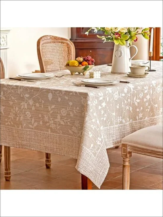 French Country Floral Tablecloth Rectangle 60x75 Woven Yarn-Dyed Washable