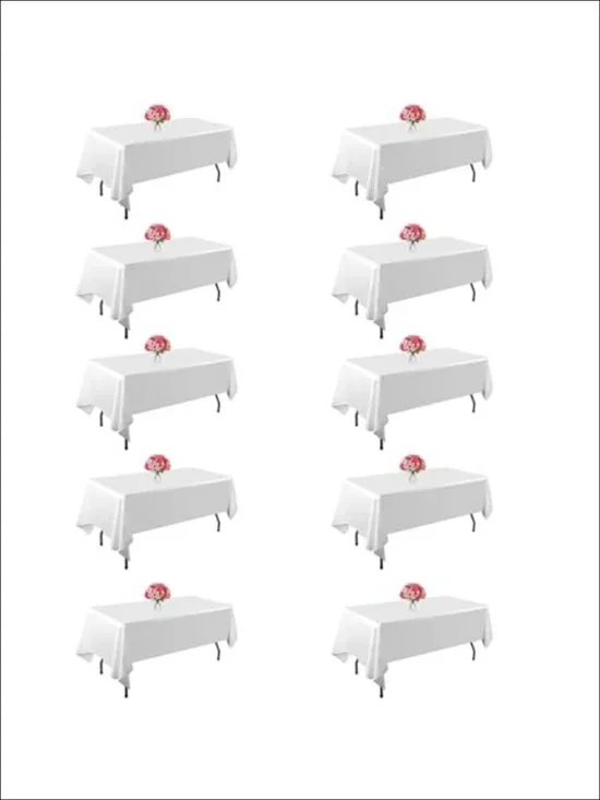 10 Pack White Table Cloth for Rectangle Tables 60x102 Inch Fit 6 Foot Table