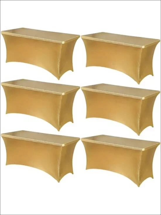6 Pack Stretch Spandex Table Covers for 6 Foot Tables Banquet Fitted