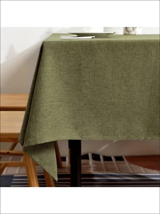 Faux Linen Waterproof Square Tablecloth 47x47 Wipe Clean