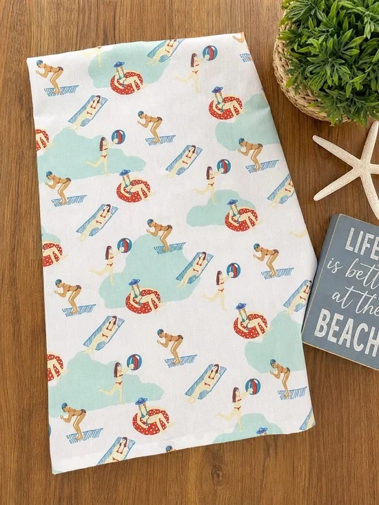 Tag LTD Kitchen Tea Towel Beach Pool Swimmers Coastal Nautical Linen NWOT