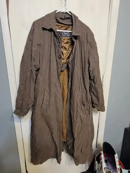 Vintage Chaps Ralph Lauren Trench Coat Jacket Men's Black Size 44 R