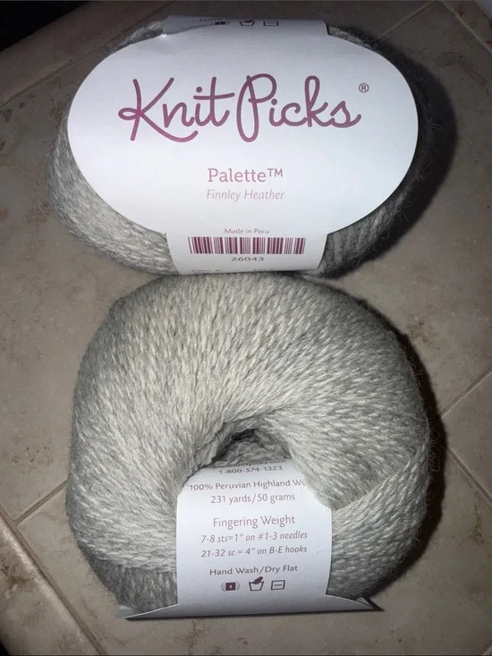 Knit Picks Palette Finnley Heather Kids Wool Yarn - Light Grey