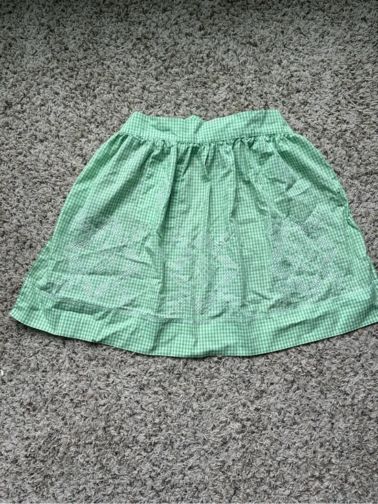 Vintage Hand Stitched Green Gingham Apron