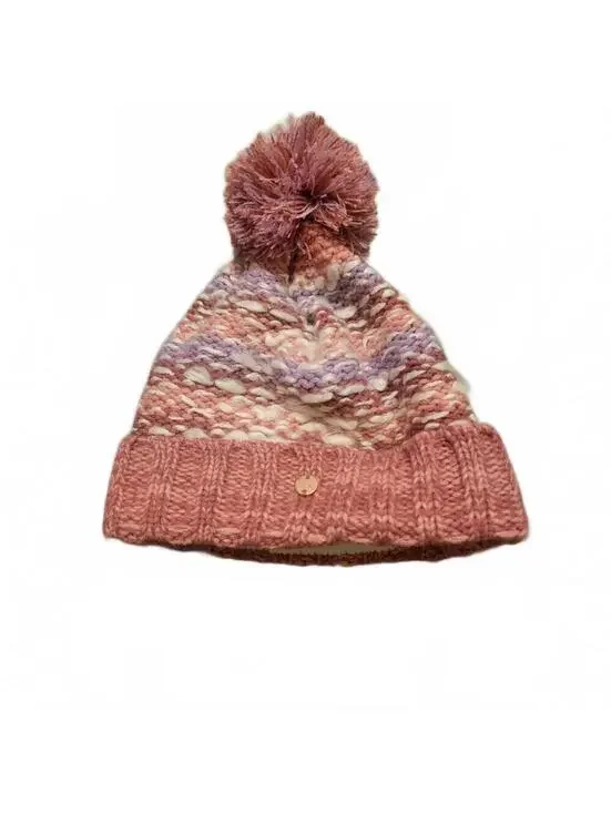 Girls Pink and purple pom pom beanie OS hat