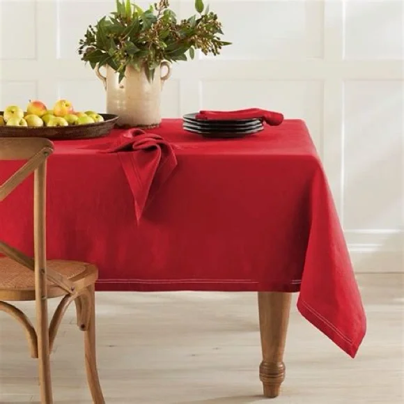 Williams‎ Sonoma Red Linen Tablecloth 70x90 Holiday Thanksgiving Christmas