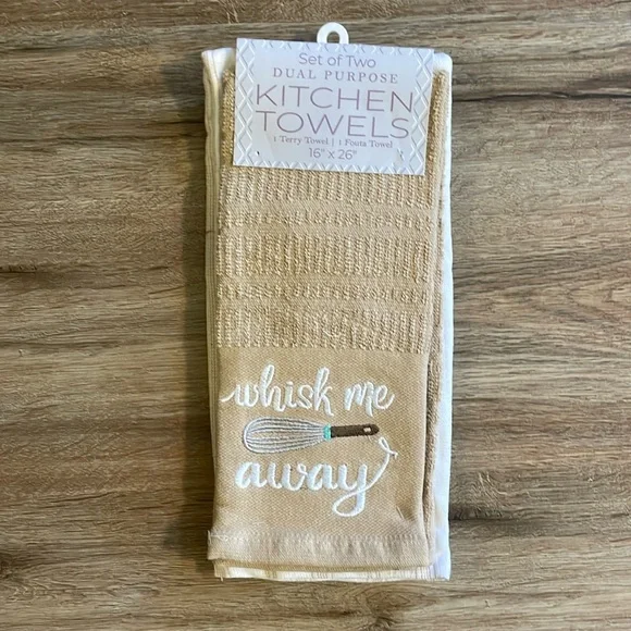 NWT Whisk Me Away Dual Purpose Kitchen Hand Towels - Set of 2