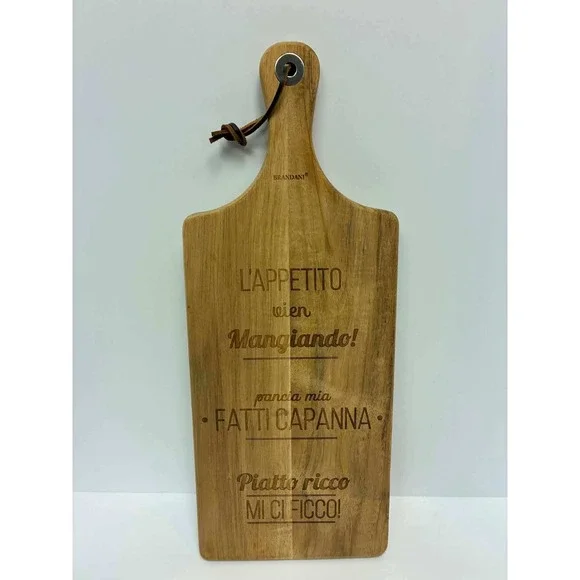 Brandani Italian Wood Cutting Board Charcuterie‎ Paddle Engraved Serving Tray