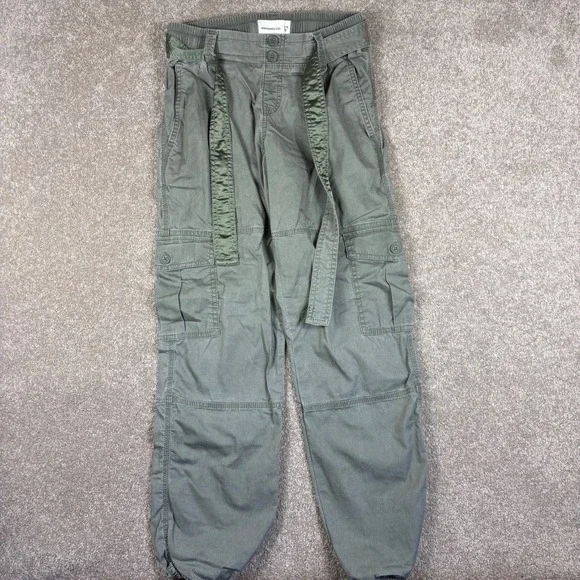 Abercrombie Kids Olive Green Cargo Pants with Tie Belt Size 13/14