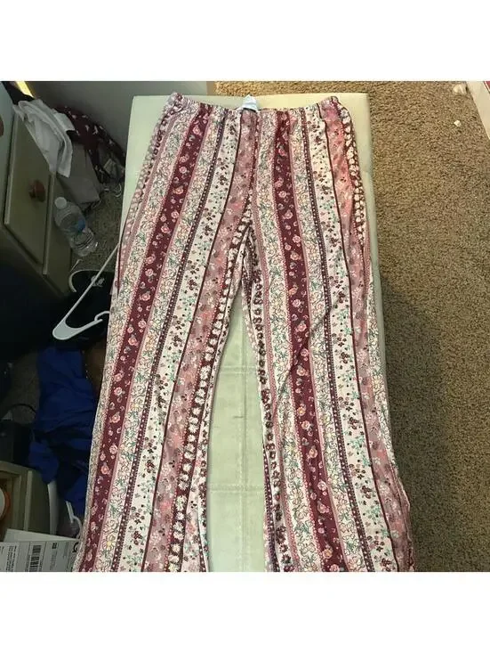 Beautees floral and striped wide leg, flare leggings size YXL or 14-16 years