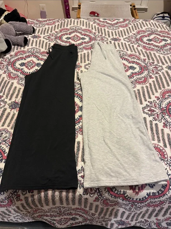 Kids Drawstring Casual Pants - Black & Light Gray