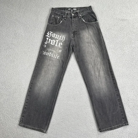 VTG Y2K Southpole Baggy Wide Leg Jeans Youth Boys Size 20 Blue Spellout Logo