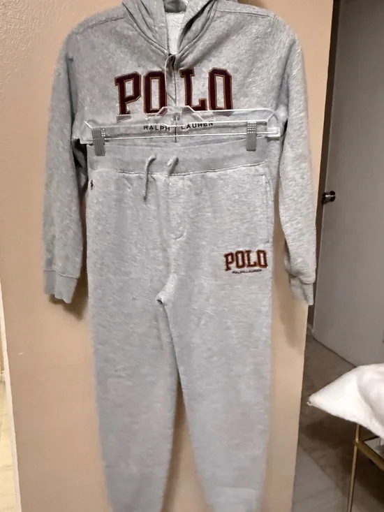 Polo by Ralph Lauren Gray Hooded Jumpsuit with Maroon Logo