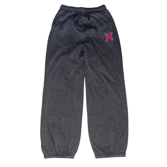 Hurley Boys Jogger Sweatpants Youth Size L Gray Heather Fleece Logo 10/12 skate