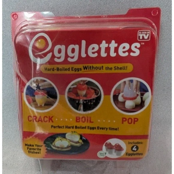 Egglettes Egg Cooker Pods Unisex OS Red New 4-Pack Hard Boiled No Shell ASOTV