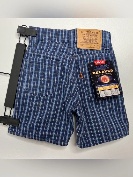 Vintage Little Levis 550 Relaxed Fit Shorts Kids Size 3 Blue USA Made Orange Tab
