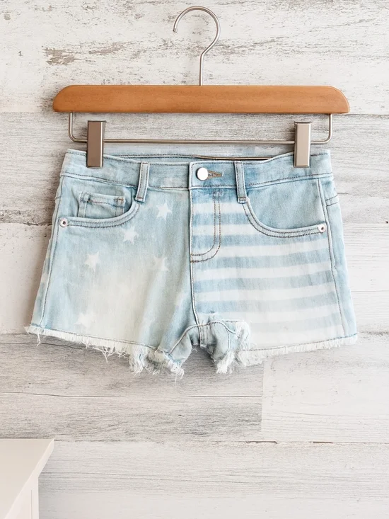 wonder nation Light Blue Star & Stripe Cutoff Denim Shorts